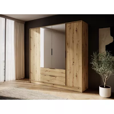Kombinált szekrény 206 cm COSIMA tükörrel - artisan tölgyfa