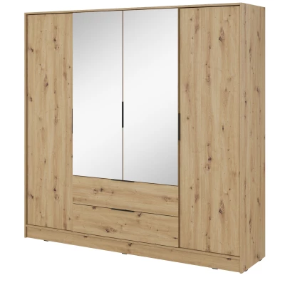 Kombinált szekrény 206 cm COSIMA tükörrel - artisan tölgyfa