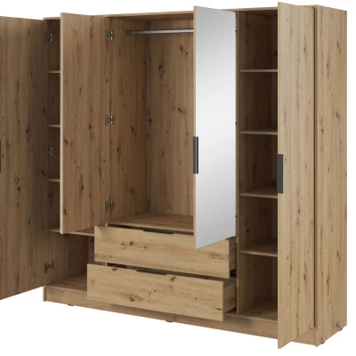 Kombinált szekrény 206 cm COSIMA tükörrel - artisan tölgyfa