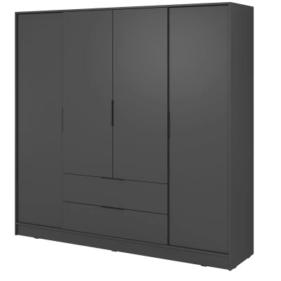 Négyajtós ruhásszekrény 206 cm COSIMA - grafitszürke