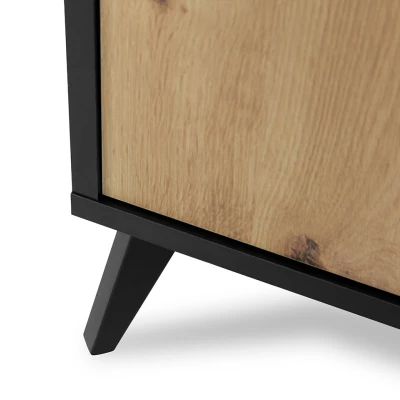 TV állvány elektromos kandallóval KAROL - artisan tölgy / fekete