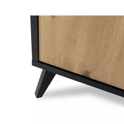 TV állvány elektromos kandallóval KAROL - artisan tölgy / fekete