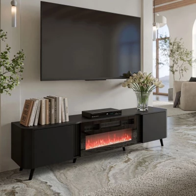 TV állvány elektromos kandallóval KLEMEK - fekete