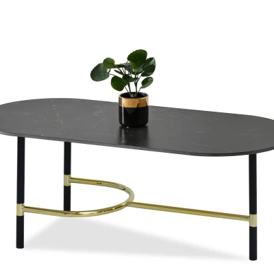 NEAL designer dohányzóasztal - fekete / fekete márvány