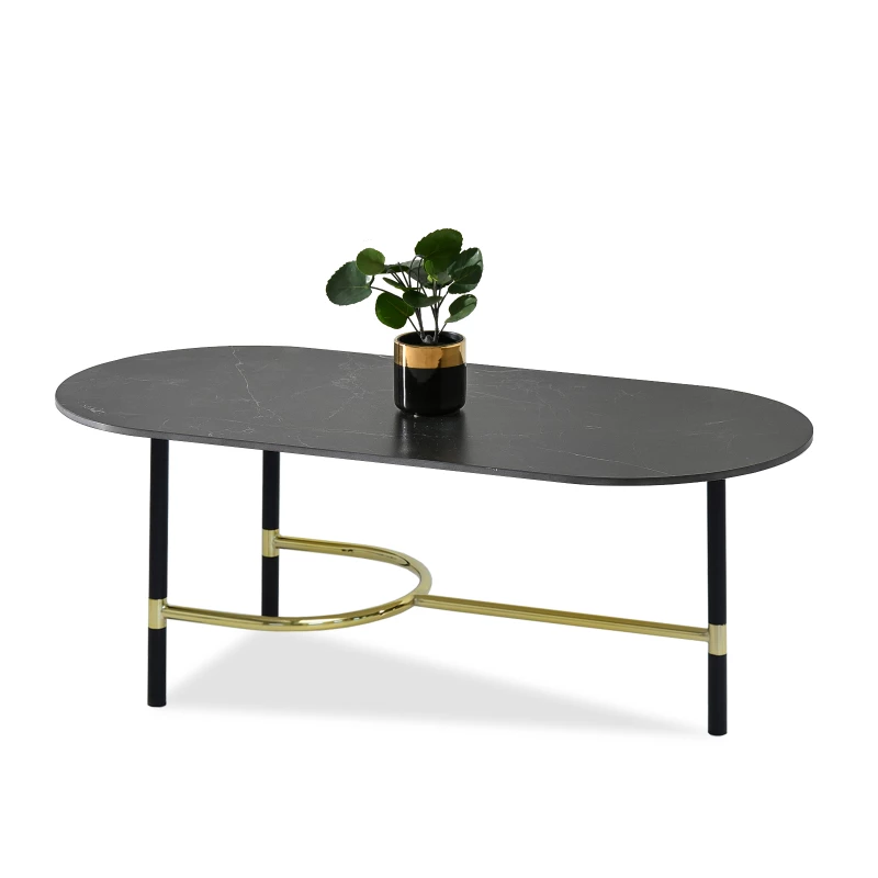 NEAL designer dohányzóasztal - fekete / fekete márvány