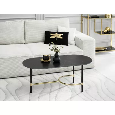NEAL designer dohányzóasztal - fekete / fekete márvány