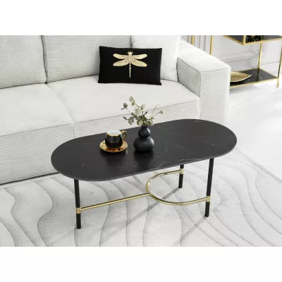 NEAL designer dohányzóasztal - fekete / fekete márvány