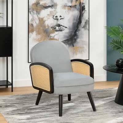 Boho fotel INGVAR - szürke / fekete