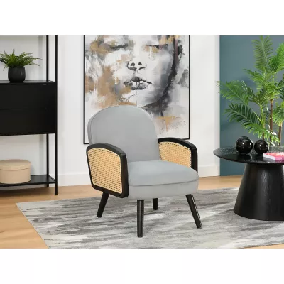 Boho fotel INGVAR - szürke / fekete