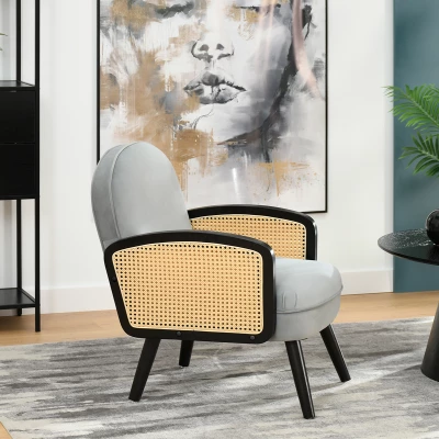 Boho fotel INGVAR - szürke / fekete