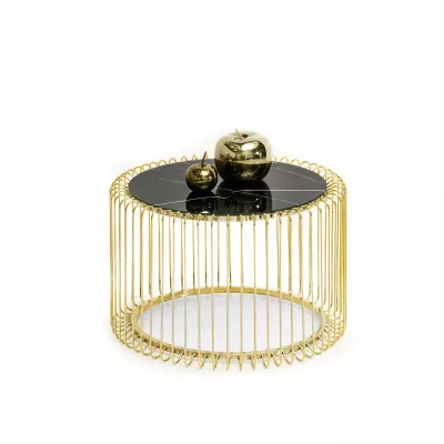 IRAKLI design dohányzóasztal - arany / fekete márvány