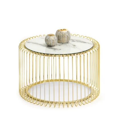 IRAKLI design dohányzóasztal - arany / fehér márvány