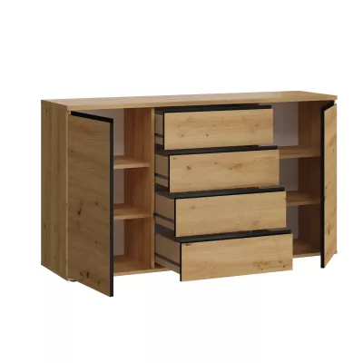 Széles, kombinált fiókos szekrény HERA - artisan tölgyfa