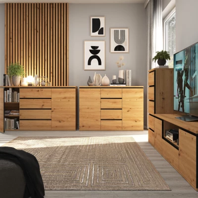 Széles, kombinált fiókos szekrény HERA - artisan tölgyfa Széles, kombinált fiókos szekrény HERA - artisan tölgyfa