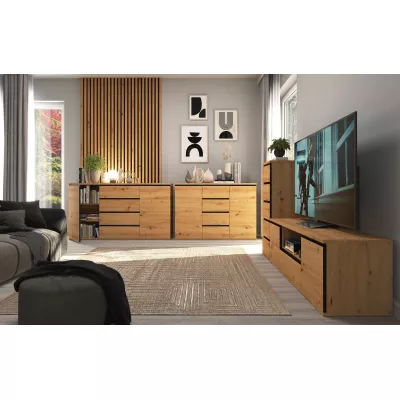 Széles, kombinált fiókos szekrény HERA - artisan tölgyfa