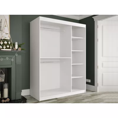 Gardróbszekrény 150 cm tükörrel CARSON 1 - fehér márvány / fekete / arany