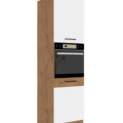 Magas szekrény 60 cm beépíthető sütőhöz ZHILAN 2 - lancelot tölgy / fényes fehér