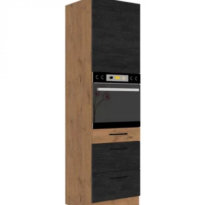 Magas szekrény 60 cm beépíthető sütőhöz ZHILAN 1 - lancelot tölgy / sötét fa