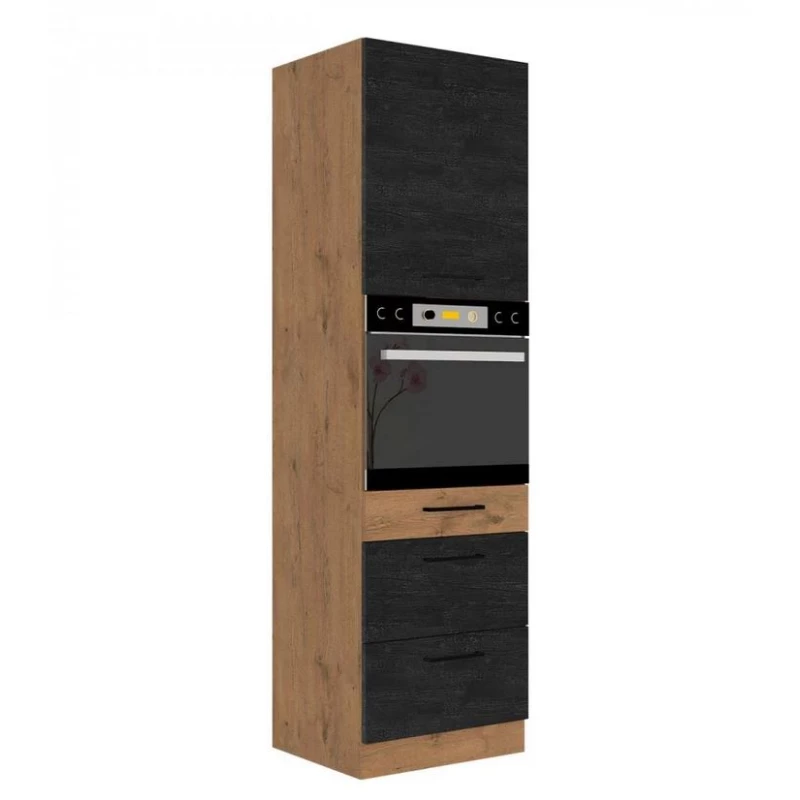 Magas szekrény 60 cm beépíthető sütőhöz ZHILAN 1 - lancelot tölgy / sötét fa
