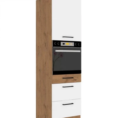 Magas szekrény 60 cm beépíthető sütőhöz ZHILAN 1 - lancelot tölgy / fényes fehér
