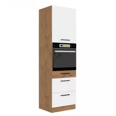 Magas szekrény 60 cm beépíthető sütőhöz ZHILAN 1 - lancelot tölgy / fényes fehér