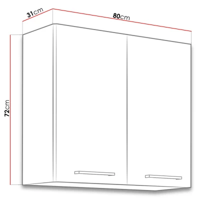 Konyhai felső kétajtós szekrény 80 cm ZHILAN - lancelot tölgy / sötét fa