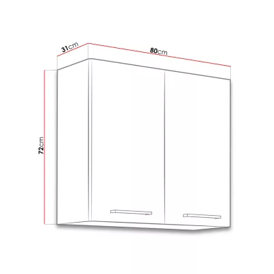 Konyhai felső kétajtós szekrény 80 cm ZHILAN - lancelot tölgy / sötét fa