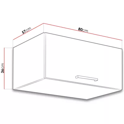 Felső zárt konyhaszekrény 80 cm ZHILAN 2 - lancelot tölgy / fényes fehér