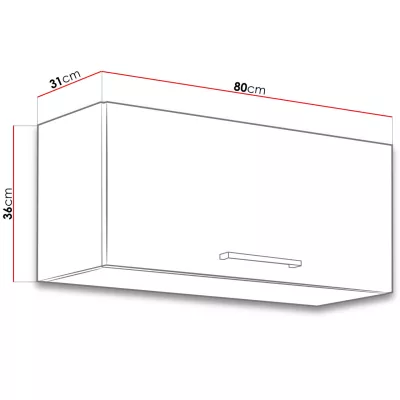 Felső zárt konyhaszekrény 80 cm ZHILAN 1 - lancelot tölgy / fényes fehér