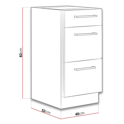 Alsó fiókos konyhaszekrény 40 cm ZHILAN - lancelot tölgy / sötét fa