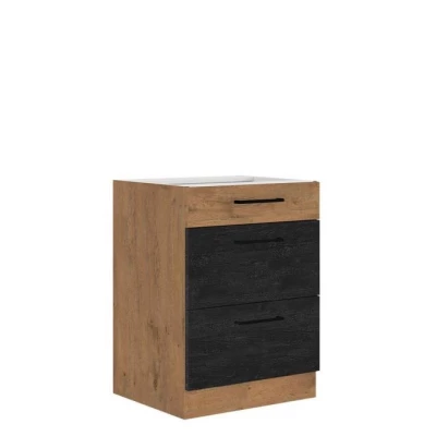 Alsó fiókos konyhaszekrény 60 cm ZHILAN - lancelot tölgy / sötét fa