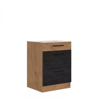 Alsó fiókos konyhaszekrény 60 cm ZHILAN - lancelot tölgy / sötét fa
