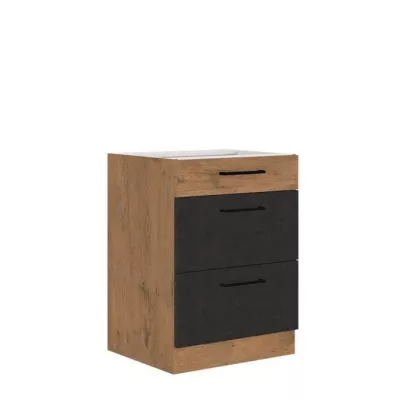 Alsó fiókos konyhaszekrény 60 cm ZHILAN - lándzsás tölgy / matera