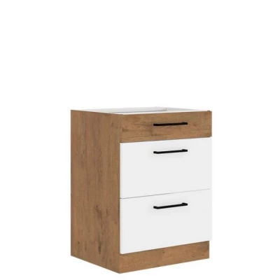 Alsó fiókos konyhaszekrény 60 cm ZHILAN - lancelot tölgy / fényes fehér