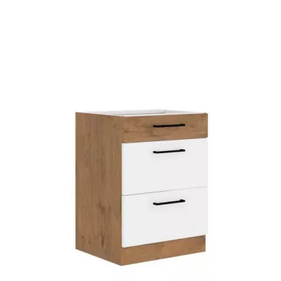 Alsó fiókos konyhaszekrény 60 cm ZHILAN - lancelot tölgy / fényes fehér