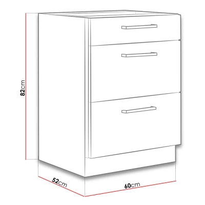 Alsó fiókos konyhaszekrény 60 cm ZHILAN - lancelot tölgy / fényes fehér