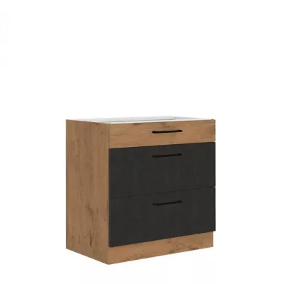 Alsó fiókos konyhaszekrény 80 cm ZHILAN - lándzsás tölgy / matera
