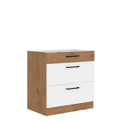 Alsó fiókos konyhaszekrény 80 cm ZHILAN - lancelot tölgy / fényes fehér