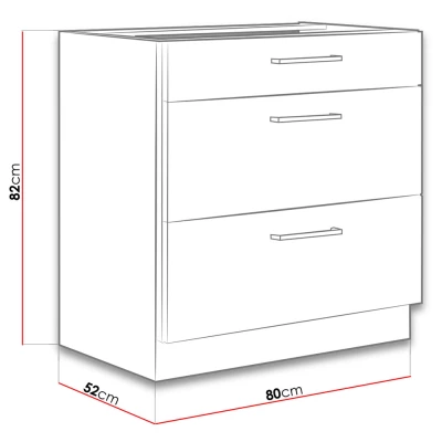 Alsó fiókos konyhaszekrény 80 cm ZHILAN - lándzsás tölgy / matera