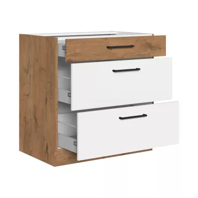 Alsó fiókos konyhaszekrény 80 cm ZHILAN - lándzsás tölgy / matera