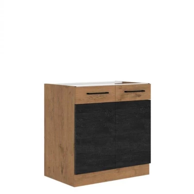 Alsó kétajtós konyhaszekrény 80 cm ZHILAN - lancelot tölgy / sötét fa