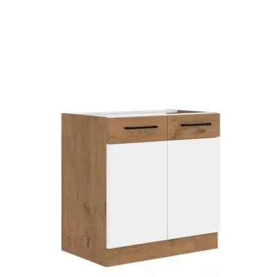 Alsó kétajtós konyhaszekrény 80 cm ZHILAN - lancelot tölgy / fényes fehér