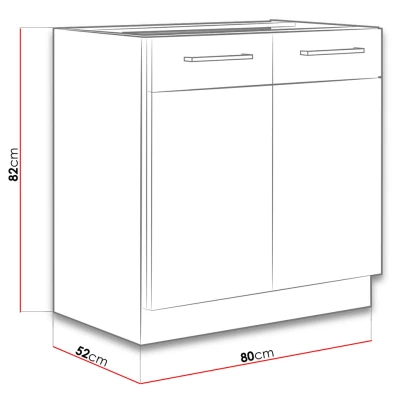 Alsó kétajtós konyhaszekrény 80 cm ZHILAN - lancelot tölgy / sötét fa