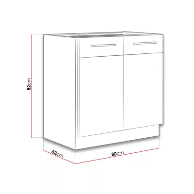 Alsó kétajtós konyhaszekrény 80 cm ZHILAN - lancelot tölgy / sötét fa