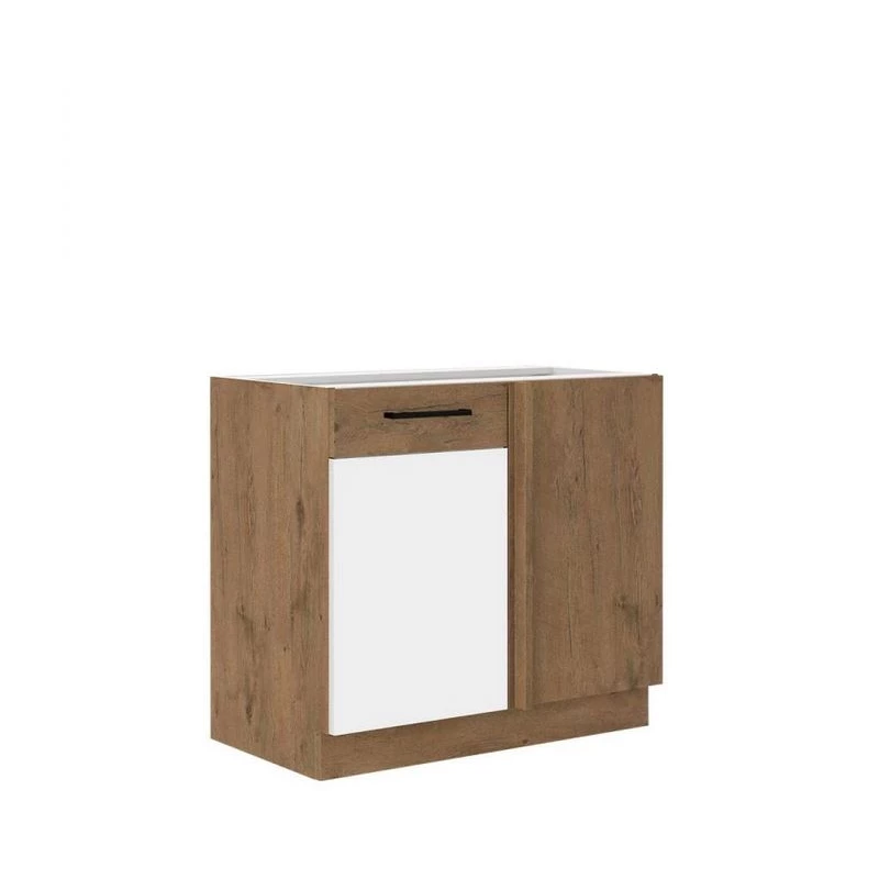 Alsó konyhaszekrény 90 cm ZHILAN - lancelot tölgy / fényes fehér