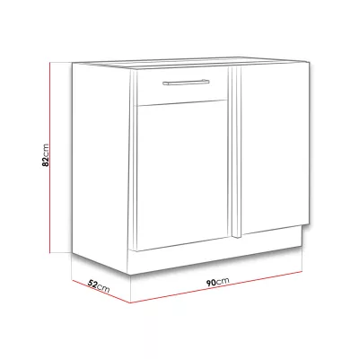 Alsó konyhaszekrény 90 cm ZHILAN - lancelot tölgy / sötét fa