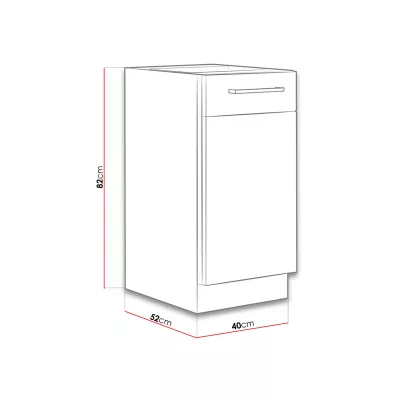 Alsó egyajtós konyhaszekrény 40 cm ZHILAN - lancelot tölgy / sötét fa