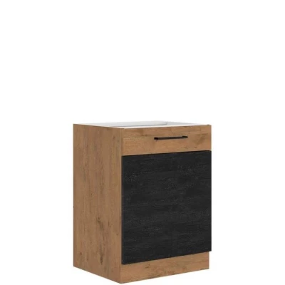 Alsó egyajtós konyhaszekrény 60 cm ZHILAN - lancelot tölgy / sötét fa