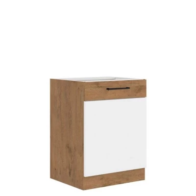 Alsó egyajtós konyhaszekrény 60 cm ZHILAN - lancelot tölgy / fényes fehér