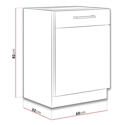 Alsó egyajtós konyhaszekrény 60 cm ZHILAN - lancelot tölgy / sötét fa